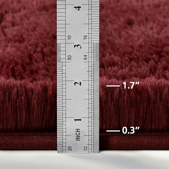 Deerhoo Large Shag Area Rugs 5 x 8, Plush Fuzzy Rugs for Living Room, Ultra Soft Fluffy Furry Rug for Bedroom, Indoor Carpet Nursery Rugs for Kids Room Home Decor, Burgundy