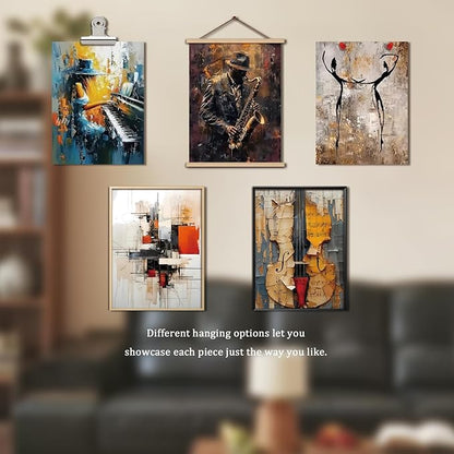 Modern Abstract Music Wall Art Set of 6, Unframed Canvas Posters Prints, Jazz Musician Piano Violin Abstract Painting Artwork, Contemporary Colorful Wall Decor for Living Room Bedroom Office 12x16 Inch