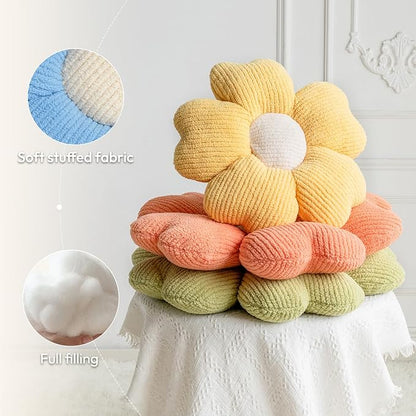Sioloc Flower Shaped Throw Pillow, Fun Daisy Pillow, 19.7" SkyBlue Cute Decorative Seat Cushion Aesthetic Flower Plush Pillows for Bed Floor Couch Chair