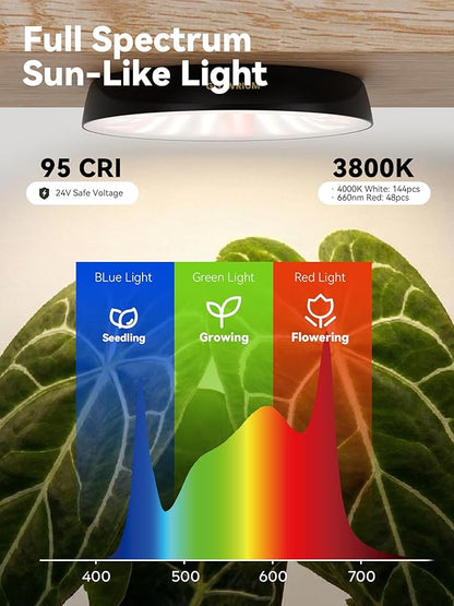 GLOWRIUM Grow Lights for Indoor Plants, Full Spectrum Puck Grow Light with Manual & APP Control, 48W(6 x 8W) Plant Lamp Auto-Timer, Plant Assistant 10 Levels Dimmable for Plant Shelf (6 Packs,Black)