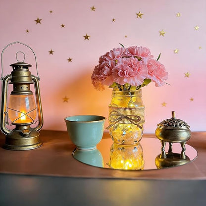 12PCS Acrylic Round Mirrors for Centerpieces for Tables, Round Mirrors Trays Plates for Centerpieces,Wedding Anniversary Christmas Valentine Christmas Party Decorations (10inch/25cm)