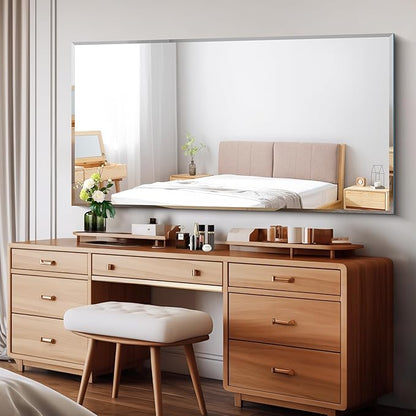 CILIBER Beveled Mirror, 30x60 Large Frameless Bathroom Mirrors for Wall, 3mm Tempered Glass Rectangle Vanity Mirror with Beveled Edge, Crystal-Clear, Hangs Horizontally or Vertically