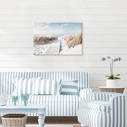Hardy Gallery Beach Canvas Wall Art Prints: Coastal Seascape Picture Road to Beach Artwork Painting on Canvas for Living Room (36'' x 24'' x 1 Panel)