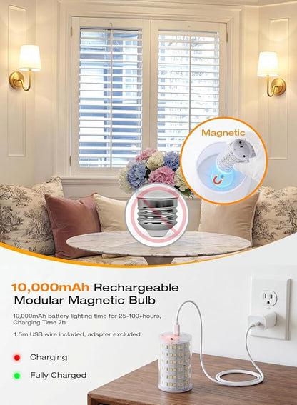 CLOUDY BAY 10000mAh Battery Operated Wall Sconces,Up to 100 Hours with Rechargeable RGB Dimmable Magnetic Bulb,Cordless Wall Lighting Fixtures with Remote for Bedroom,Soft Gold,2 Pack-12inch