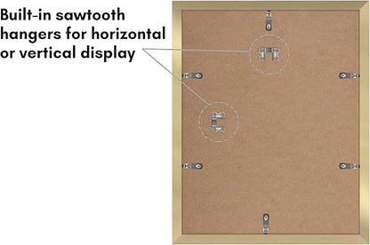 Americanflat 11x14 Picture Frame with Polished Plexiglass - Set of 5 - Use as 8x10 Frame with Mat or Display 11x14 Photo Without Mat - Galleria Collection - Picture Frames for Wall Display - Gold