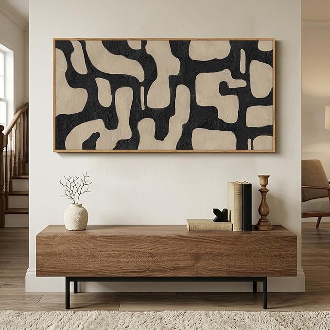 Extra Large Framed Neutral Abstract Canvas Wall Art for Living Room, Horizontal Prints Paintings Artwork for walls, Minimalist Modern Pictures Wall Decor for Bedroom, Office, Dining Room, 30x60 In