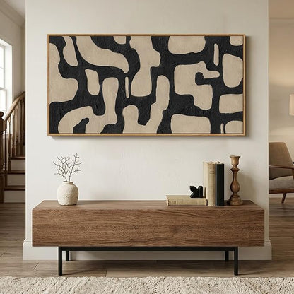 Extra Large Framed Neutral Abstract Canvas Wall Art for Living Room, Horizontal Prints Paintings Artwork for walls, Minimalist Modern Pictures Wall Decor for Bedroom, Office, Dining Room, 30x60 In