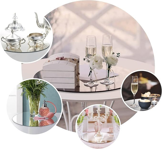 10" Round Mirror Plates, Circle Mirrors for Table Centerpieces & Wedding Decorations, 2mm, 12 Pack