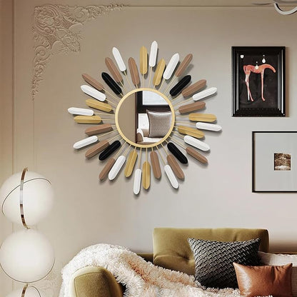 24" Boho Wall Mirror Flower Design,Luxury Decorative Rustic Farmhouse Mirrors for Living Room, Bathroom, Bedroom, and Entryway