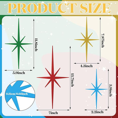 Blulu 4 Pcs Cast Iron Starburst Shaped Wall Decor Metal Mid Century Modern Decor Retro Atomic Stars Wall Art Elegance Accents Vintage Celestial Whimsigoth Hangings for Home Office Room(Vintage)