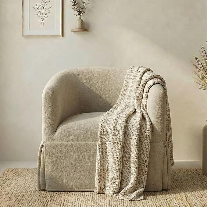 Swivel Accent Chair, 360 Degree Performance Fabric Armchair Modern Barrel Chairs Armchair for Living Room Bedroom Home and Office,Taupe