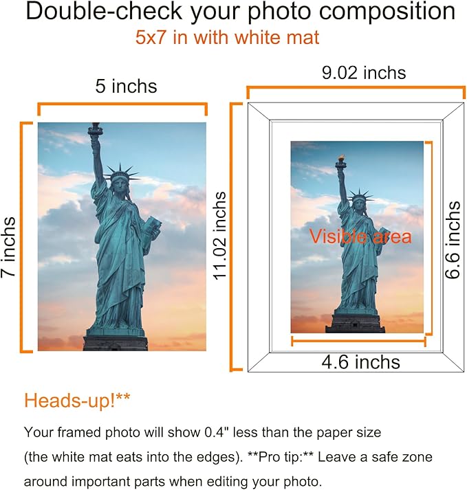 SESEAT 8x10 Picture Frame Distressed White Set of 6, Display Pictures 5x7 With mat or 8x10 Without Mat