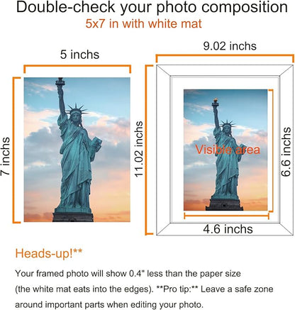 SESEAT 8x10 Picture Frame Brown Set of 6, Display Pictures 5x7 With mat or 8x10 Without Mat