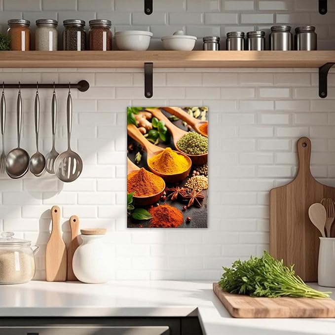 OAAPITI Spices Kitchen Wall Art Culinary Herbs Canvas Print Colorful Food Art Painting for Kitchen Gourmet Decor(Artwork-7,24"x36")