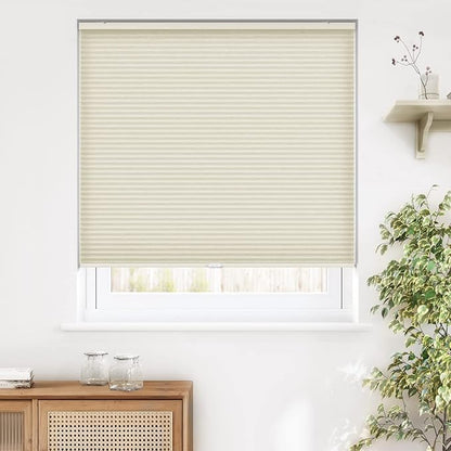 LazBlinds Cordless Cellular Shades, Light Filtering Honeycomb Shades for Home, Thermal Insulation Noise Reduction Blinds for Windows, 26'' W x 64'' H, Cream