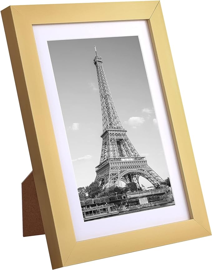 upsimples 5x7 Picture Frame Set of 10, Display Pictures 4x6 with Mat or 5x7 Without, Multi Photo Frames Collage for Wall or Tabletop Display, Gold