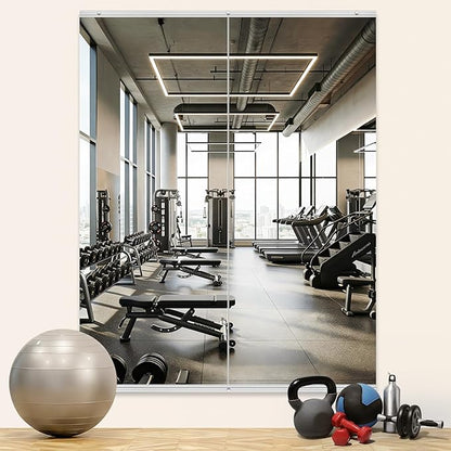 Home Gym Mirror,2 Pack Large 66.9x23.6 Inch Frameless Tempered Glass Wall Mirror, Full Body Workout and Decorative Mirrors for Home Gym, Yoga, Dance Studio, Garage, Exercise Room