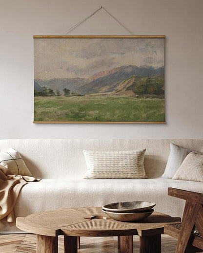 ARPEOTCY Extra Large Vintage Framed Wall Art, 36x54 Inch Field & Mountain Landscape Hanging Framed Canvas Print Art for Living Room Bedroom, Farmhouse Above Bed Wall Decor