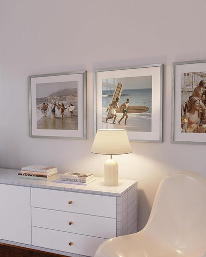 HAUS AND HUES 20x20 Silver Metal Picture Frames Matted to 16x16 - Features Premium Aluminum & Hanging Hardware, Shatterproof Plexiglass - Ideal for Home, Room, Office (20x20 in, Silver, Set of 3)