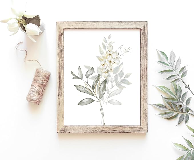 Botanical Watercolor Art Prints (Set of 4) - 11x14 (Unframed) | Boho Leaves and Flowers Wall Decor | Minimalist Floral Artwork for your Home, WFH Office, Kitchen, Dining Room, Bedroom, and Bathroom
