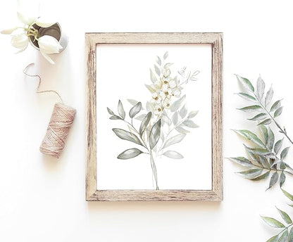 Botanical Watercolor Art Prints (Set of 4) - 11x14 (Unframed) | Boho Leaves and Flowers Wall Decor | Minimalist Floral Artwork for your Home, WFH Office, Kitchen, Dining Room, Bedroom, and Bathroom