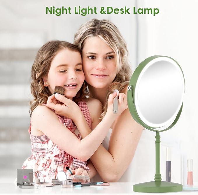 DEIOVWXS Makeup Mirror, 3000mAh Rechargeable Double-Sided Magnifying Vanity Mirror with 3 Colors, 1X/10X, Adjustable Brightness, Gifts for Mom, Mothers Day, Women, Wife, Girls, Dorm Room Essential