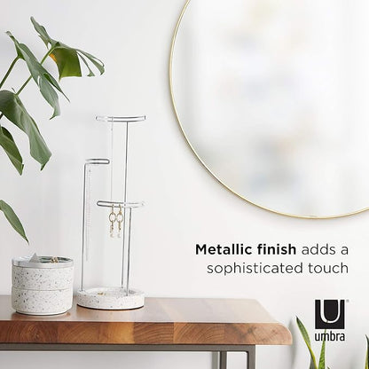 Umbra Hubba Round Wall Mirror with Metallic Frame, Modern Style for Bathroom, Entryway, Living Room and More, 34-Inch, Brass