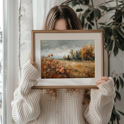 uniro Vintage Fall Landscape Wall Art Prints, Farmhouse Wall Decor, Neutral French Country Wall Decor, Unframed (8" x 10")
