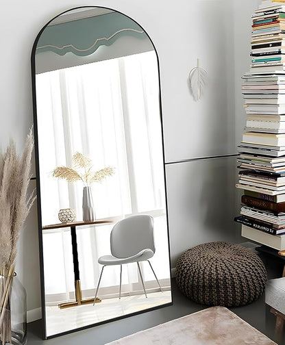 OGCAU Full Length Mirror, 71"x30" Arched-Top Floor Mirror, Wall Mounted Hanging or Leaning, Standing, Full Body with Aluminum Frame for Bedroom Living Room, Black