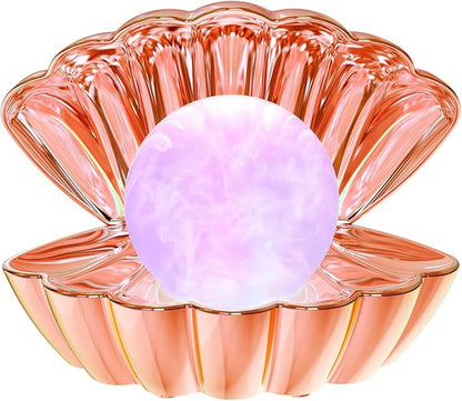 LKUA Shell Pearl Beach Themed Night Light, RGB 8 Colors Changing Mood Shell Pearl Lamps, Bedside LED Clamshell Portable Night Lights for Bar (Electroplated Rose Gold)