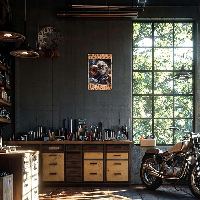 Motorcycle Girl Metal Sign We'll Travel After This Drink Poster Garage Art Wall Decor Man Cave Accessories Living Room Bathroom Bar Pub Home Decor 12x8 Inch