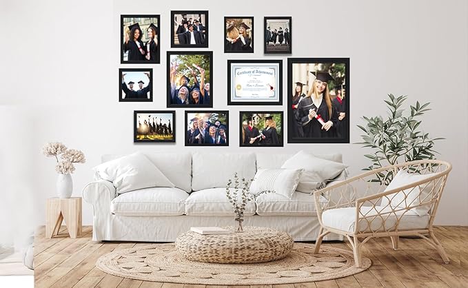 11x17 Picture frame set of 3,Modern Style Woode Frame black Wall Mounting Horizontally or Vertically, 11 by 17 Wall Gallery Poster Photo Frame with Shatter Resistant Plexiglass,best gift