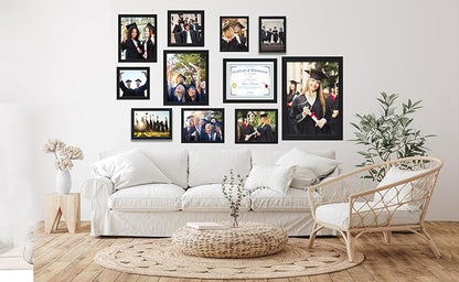 11x17 Picture frame set of 3,Modern Style Woode Frame black Wall Mounting Horizontally or Vertically, 11 by 17 Wall Gallery Poster Photo Frame with Shatter Resistant Plexiglass,best gift