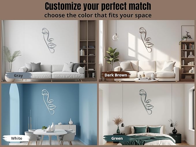 Vailla Wall Art Decor Minimalist Abstract Woman Face Wall Decoration Wooden Modern 3D Sculptures Line Drawing Wall Art Decor Female Single Line Home Hanging for Bedroom Kitchen Bathroom Living Room