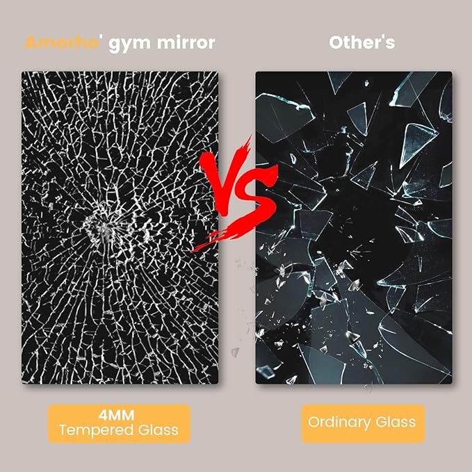 Amorho 67''x24''(Each)-2PCS Gym Mirror, Tempered Glass, Frameless Full Body Mirror for Home, Yoga Studios, Dance Rooms, Garage Gyms.
