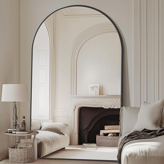 MELOMOIR Arched Full Length Mirror, 44"x72" Oversized Floor Mirror Freestanding, Large Full Body Mirror for Bedroom Living Room, Tempered Glass, Black