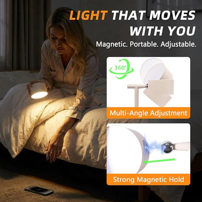 4-in-1 LED Floor Lamp with Detachable Magnetic Head - Adjustable Height Standing Lamp & Table Lamp, Portable Night Light for Bedroom, Reading, Nursing, Non-Disturbing Sleep Aid(Beige)