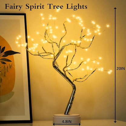 PXBNIUYA 108 LED Sparkly Fairy Tree Lamp, Warm White, Remote Control, USB/Battery, 8 Modes, DIY Bonsai Decor, Festival Decoration Light