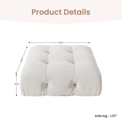 Modular Sectional Couches for Living Room, Modern Luxury Velvet Bubble Couch with Reversible Chaise Ottoman, Deep Seat Cloud Sectional Sofa (Ottoman, Beige)