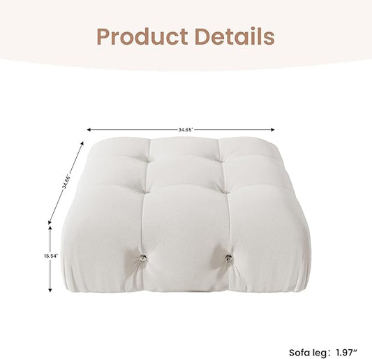 Modular Sectional Couches for Living Room, Modern Luxury Velvet Bubble Couch with Reversible Chaise Ottoman, Deep Seat Cloud Sectional Sofa (Ottoman, Beige)