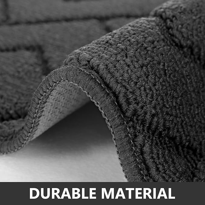 hicorfe Kitchen Runner Rugs and Mats Sets,2 Pieces Absorbent Non-Slip Kitchen Rug,Comfort Kitchen Mat for Floor,Washable for Kitchen,Hallway,Office,Sink,Laundry(20"x59"+20"x32",Charcoal)