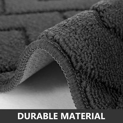 hicorfe Kitchen Runner Rugs and Mats Sets,2 Pieces Absorbent Non-Slip Kitchen Rug,Comfort Kitchen Mat for Floor,Washable for Kitchen,Hallway,Office,Sink,Laundry(20"x59"+20"x32",Charcoal)