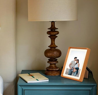 Square 4x4 Picture Frame with Mat for 3x3, Natural Teak Wood Handcrafted Rounded Corner with Real Glass, Vertical or Horizontal Display Photo Gallery Wall & Tabletop Frame