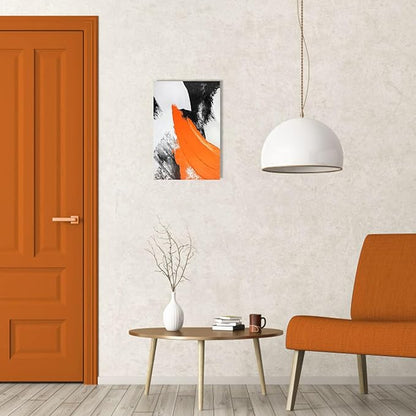 YPY Orange Black Abstract Painting Canvas Wall Art: Grey Orange Picture for Living Room Decoration, Minimalist Painting Textured Print Poster for Bedroom Home Office Decor 10"x15"