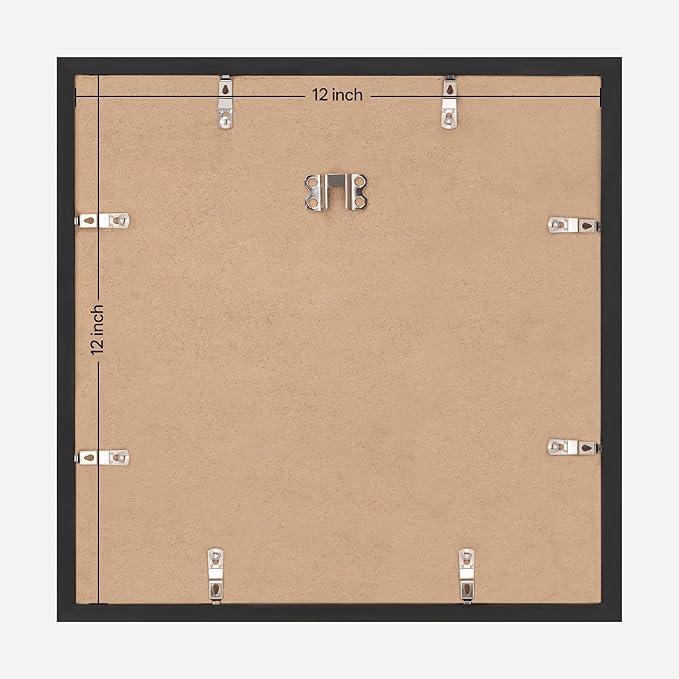 eletecpro Gallery Wall Frame Set of 3, 12x12 Inch Square Black Frames with 8x8 Mat, Scratch-Resistant Finish for Modern Home Decor
