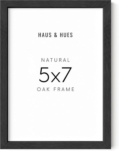 HAUS AND HUES Black 5x7 Picture Frame - Wood Display, Wall Decor, Art Prints (Black Oak Frame)