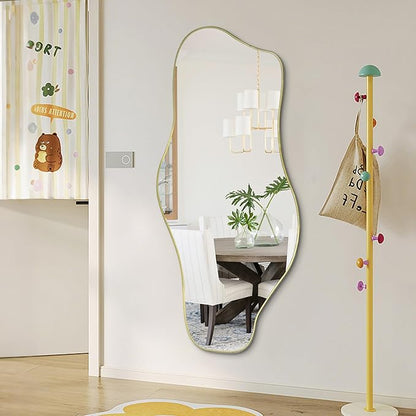 Irregular Wall Mirror, 51.1"x23.6" Asymmetrical Frameless Mirrors, Large Modern Organic Shaped Mirror for Living Room Bedroom Hallway Entryway, Horizontal or Vertical Hanging
