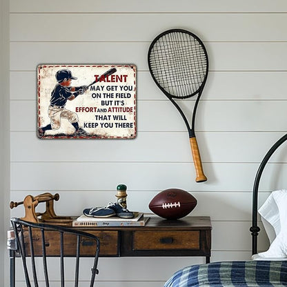 Vintage Tin Sign Baseball Decor for Boys Room Baseball Wall Decoration Motivational Quote Baseball Sign Baseball Posters For Boys Bedroom Wall Decoration 12x16 Inch