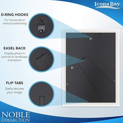 Icona Bay Combo-Sizes Gold Picture Frames Set - 10 PC (Four 4x6, Four 5x7, Two 8x10), Noble Collection Multi-Pack, Modern Professional Design for Wall Gallery