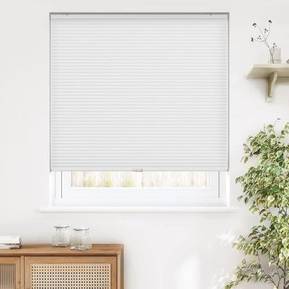 LazBlinds Cordless Cellular Shades, Light Filtering Honeycomb Shades for Home, Thermal Insulation Noise Reduction Blinds for Windows, 26'' W x 48'' H, White